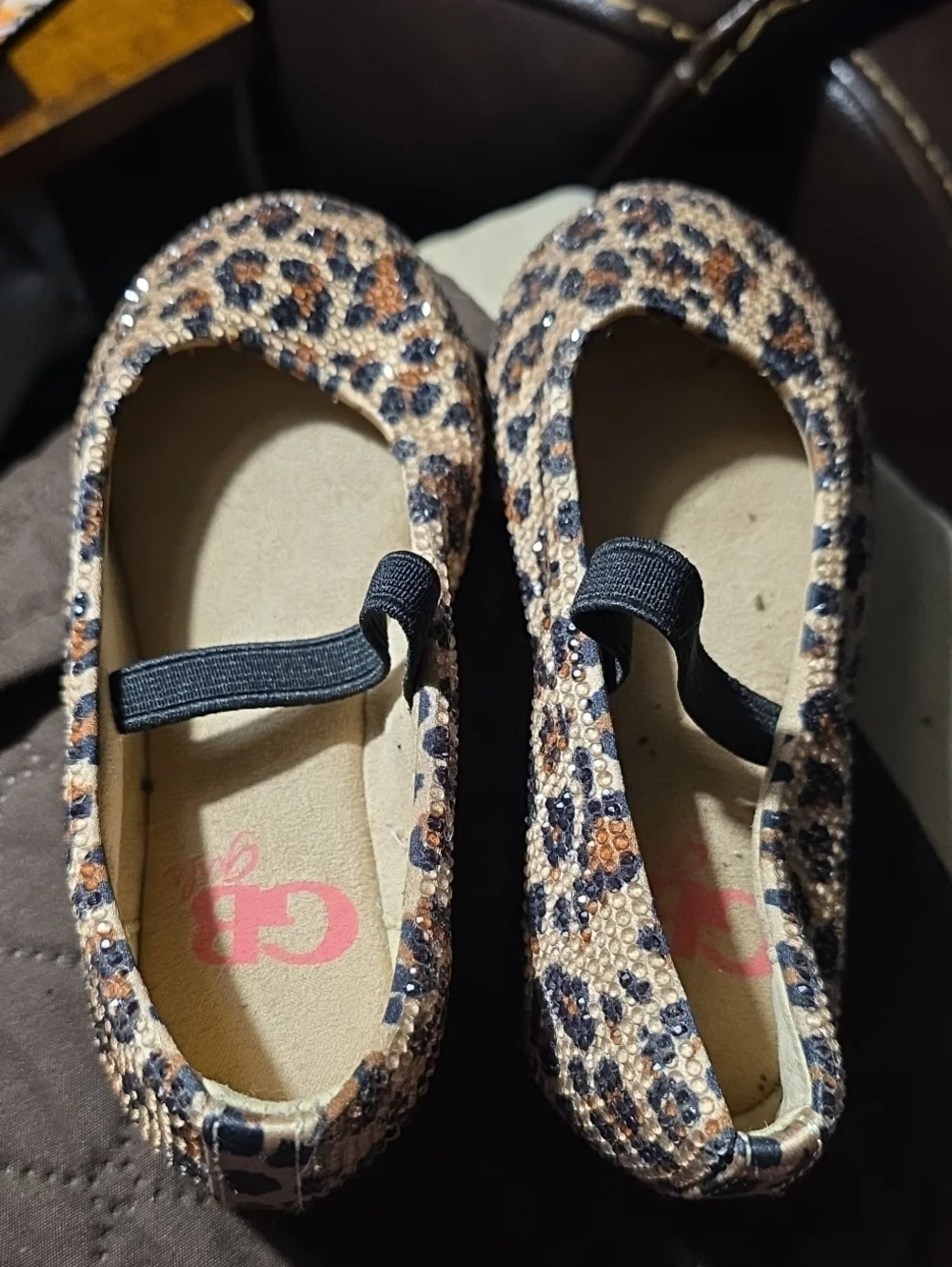 GB girls Leopard Print Mary Jane Flats in Tan, Black and Brown